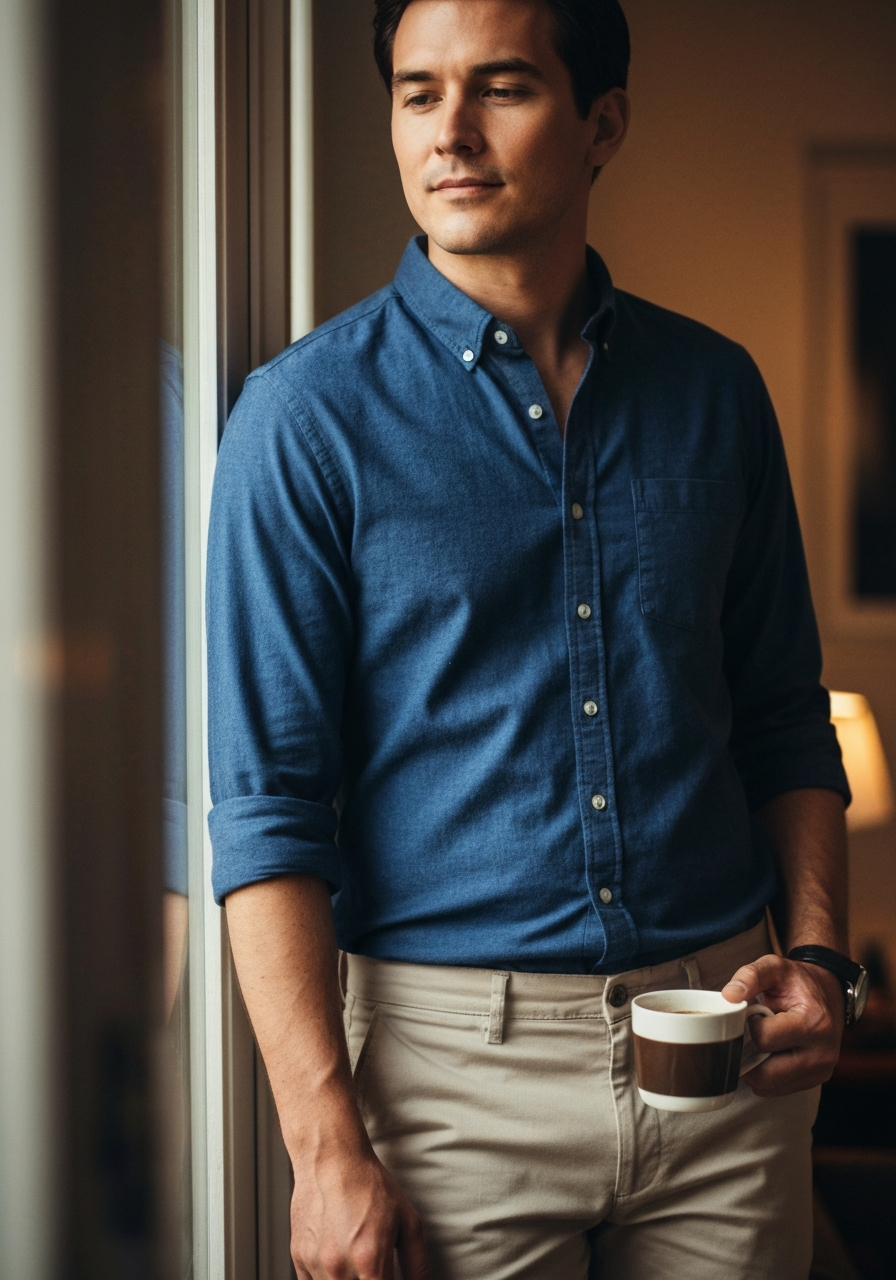 Pyjamas homme — coton brossé crème