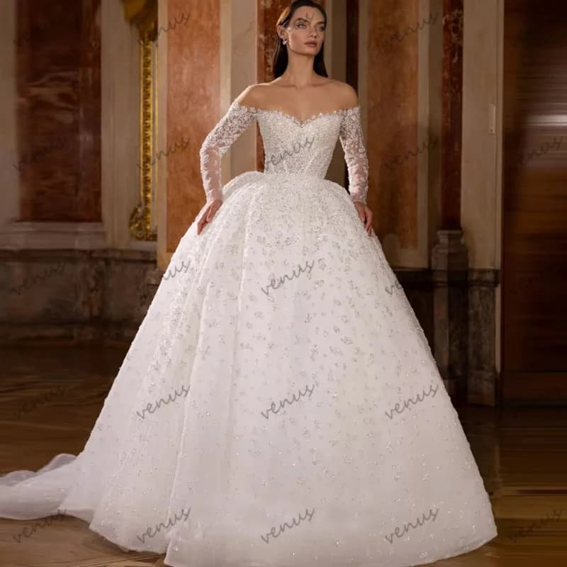 Robes de mariée exquises, robes de mariée glamour, robes de princesse coupe A pour femmes, robe de m