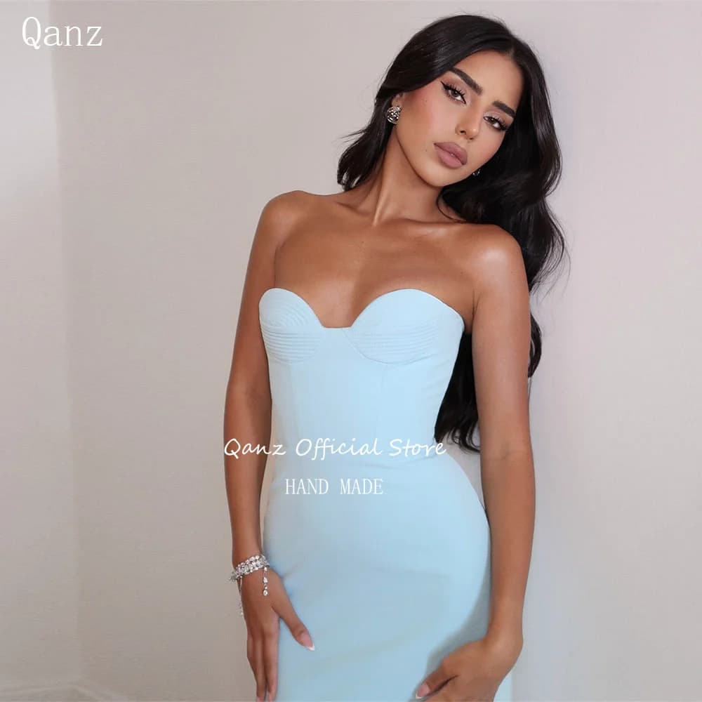 Qanz femmes élégantes sirène robes de bal chérie robes formelles femme dos nu bleu robes de soirée d