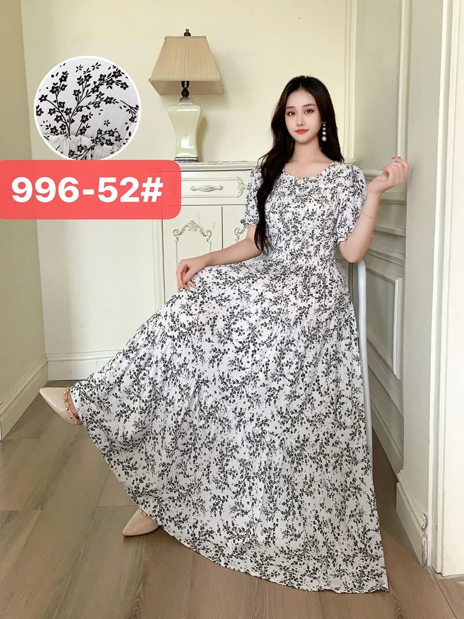 Robe d'été en coton et soie de style bohème pour femme, jupe midi cintrée à la taille, imprimé flora