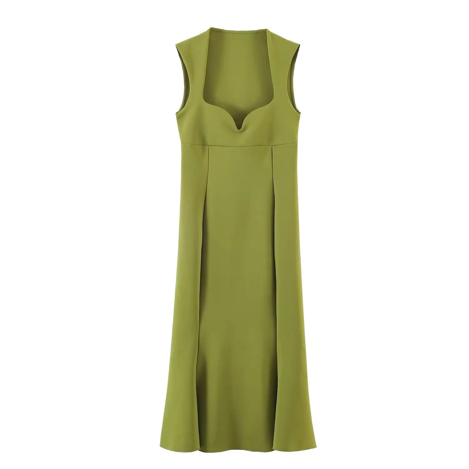 Robe midi moulante plissée sans manches en tricot uni pour femme, coupe trapèze, motif cœur, idéale 