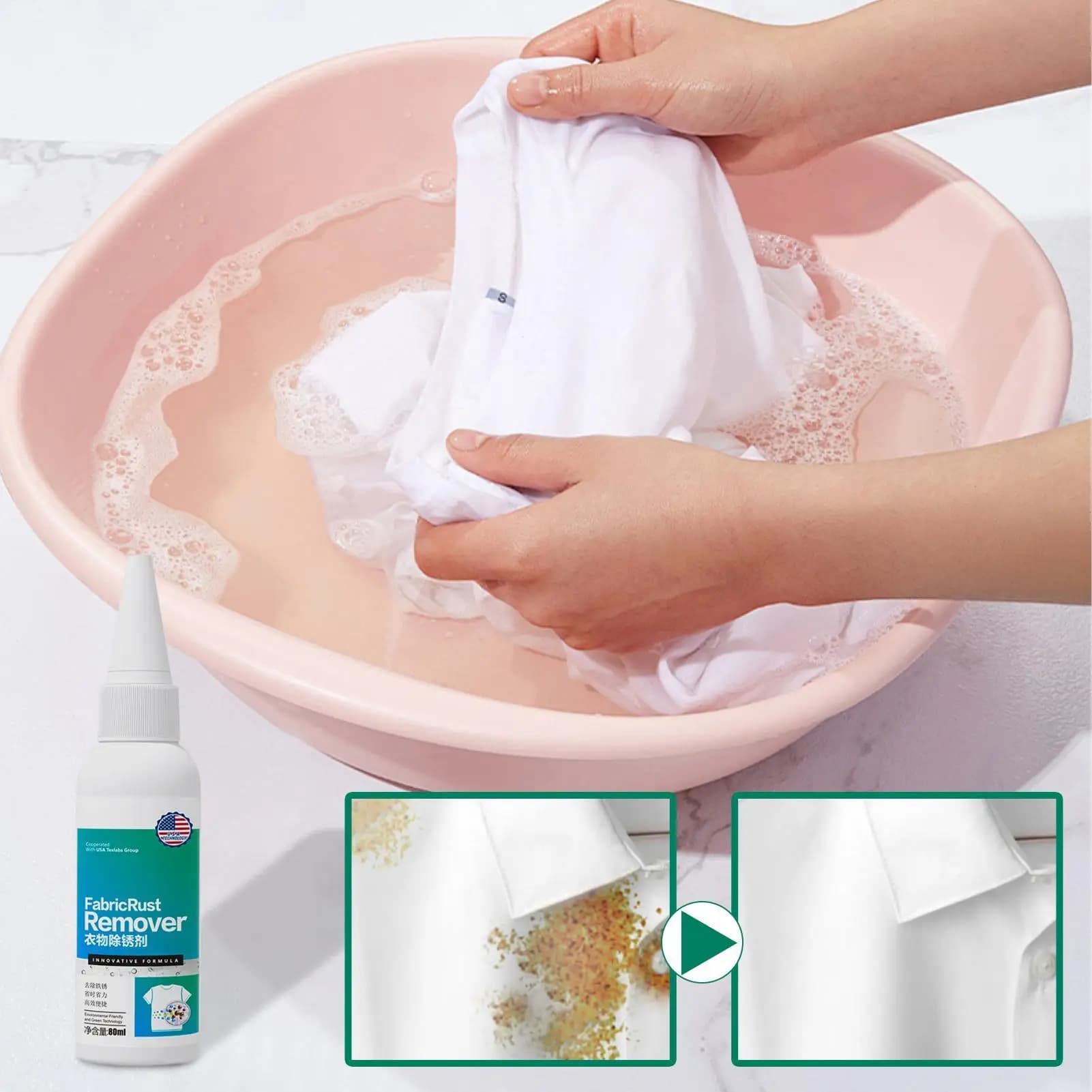 Détachant rapide et facile pour taches de rouille sur tissus, 80 ml, détachant pour linge, agent net