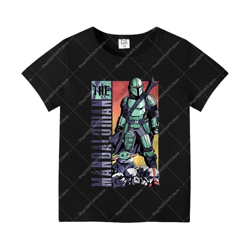 T-shirt à manches courtes en coton, vêtements d'été décontractés, dessin animé Star Wars, pour 3-12