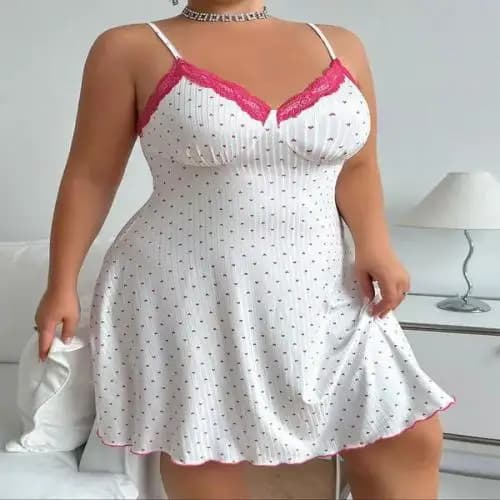 XL-5XL grande taille jarretelle chemise de nuit femmes dentelle col en v genou longueur pyjama robe