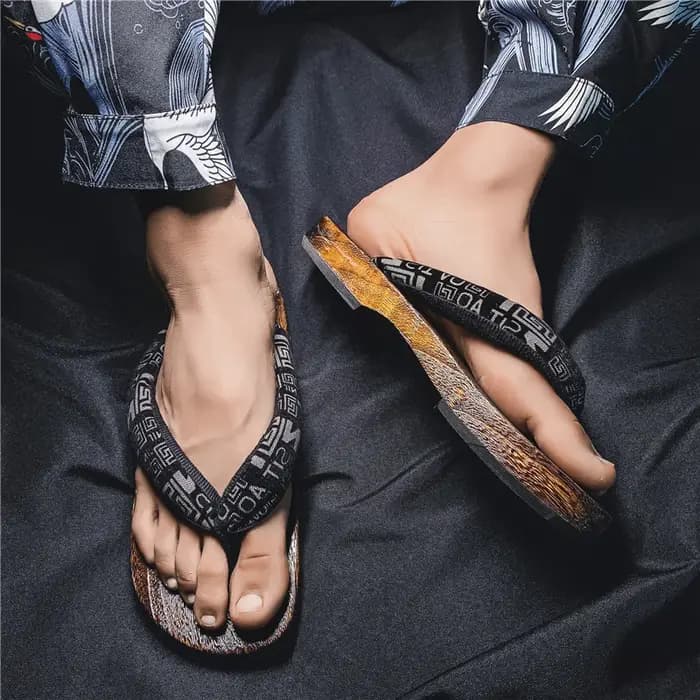 Pantoufles japonaises à chevrons pour hommes