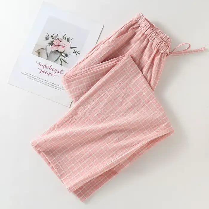 Pantalon de pyjama en coton à carreaux pour femmes
