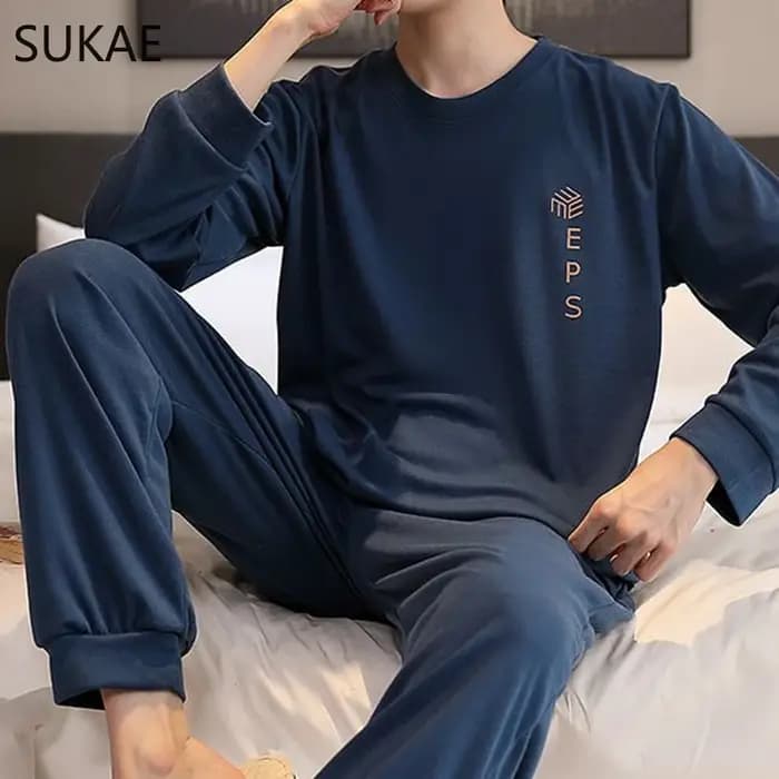 Ensemble pyjama sportif pour hommes automne hiver nouveau Pijama en coton doux pour homme grande tai