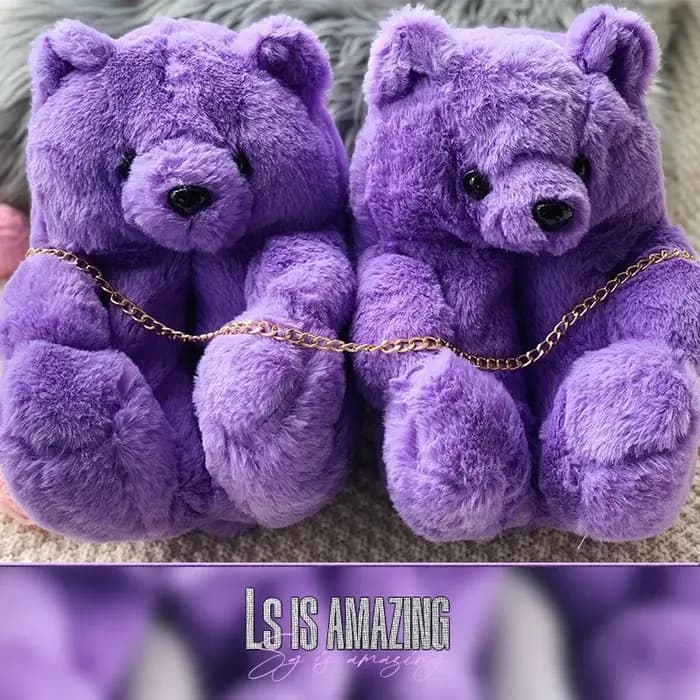 Pantoufles d'hiver en peluche ours en peluche mignon