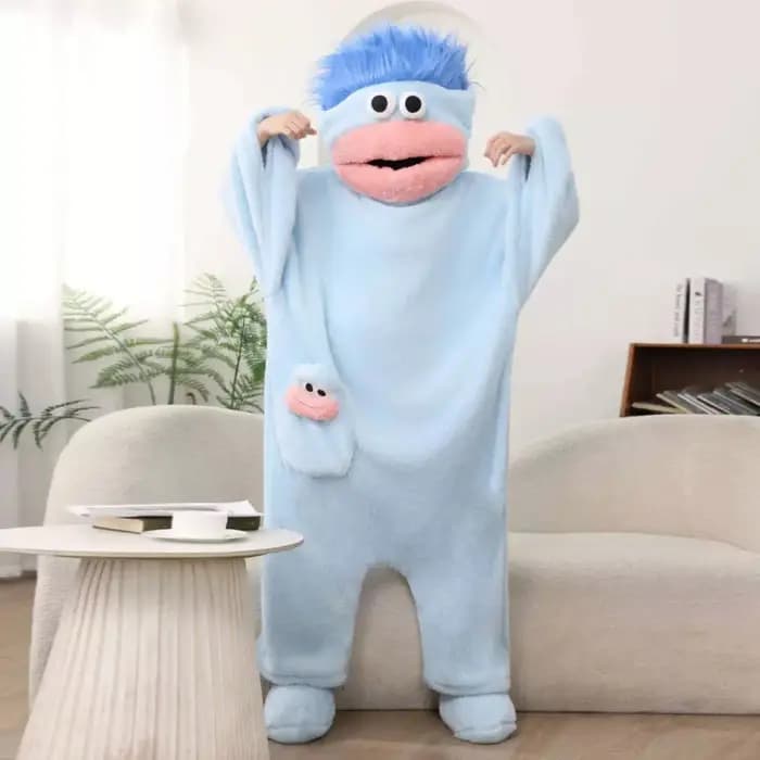 Pyjama Hangyodon Drôle Monstre à Capuche avec Cheveux Longs et Grande Bouche