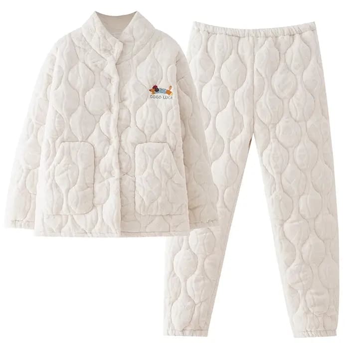 Hiver femmes vêtements trois couches pince coton Pijama femme épais