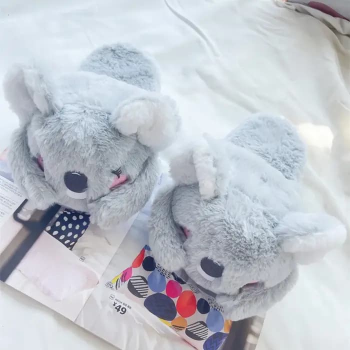 Pantoufles de dessin animé en forme de Koala, chaussures de maison en coton pour femmes et filles, c