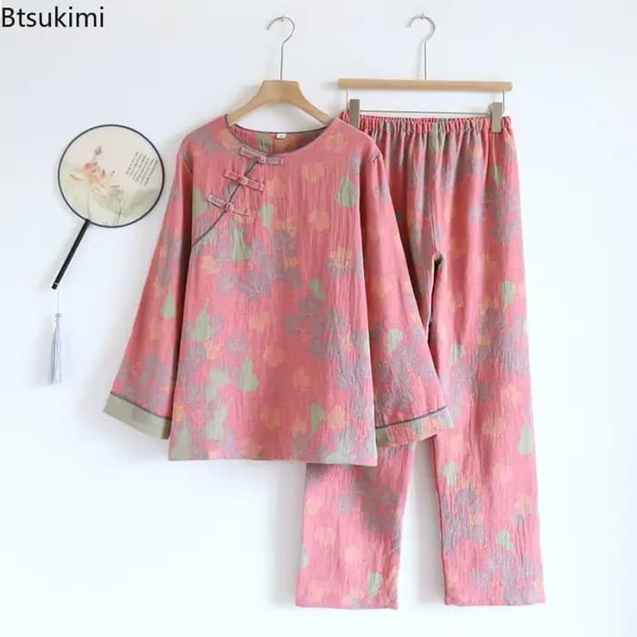 Ensembles de pyjamas en coton de style chinois pour femmes 2026