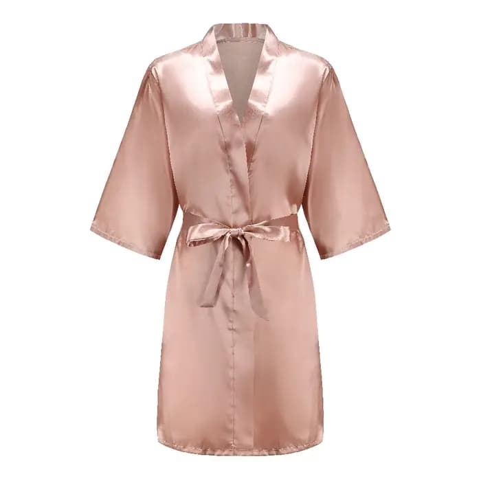 Peignoir Kimono en Satin Rose et Or pour Femme