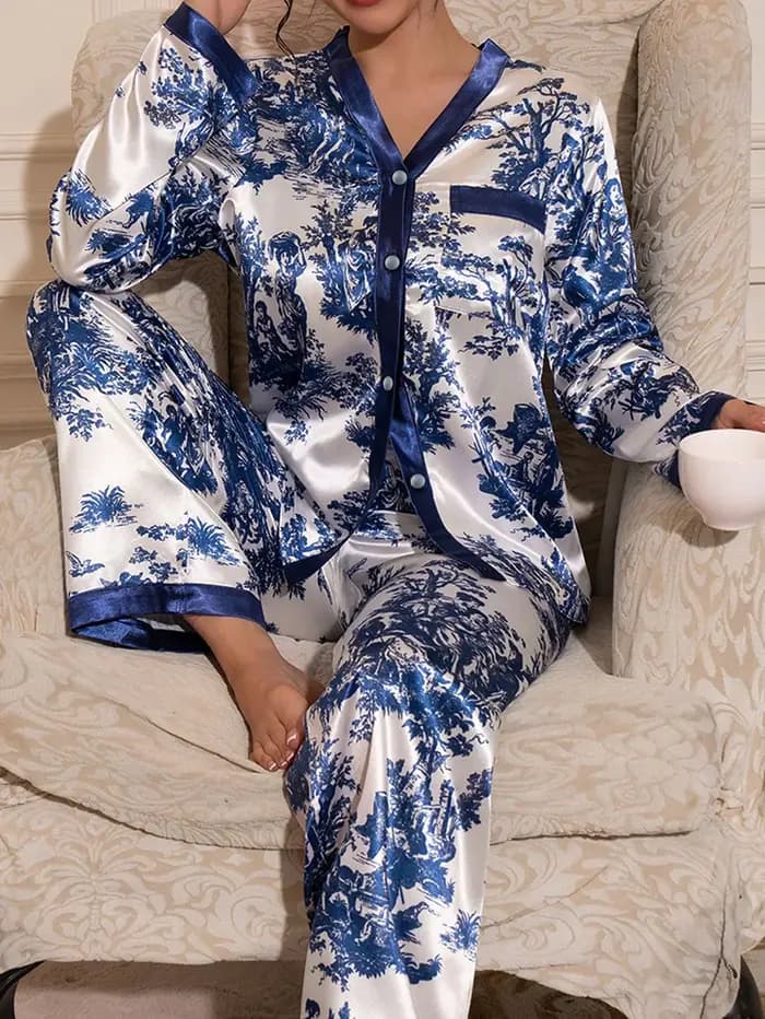 Pyjamas à manches longues femmes femme pyjama ensemble vêtements de maison