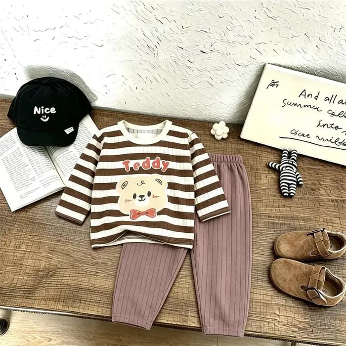 Pyjamas de dessin animé 2 pièces entièrement imprimés pour garçons et filles, hauts à col rond et pa