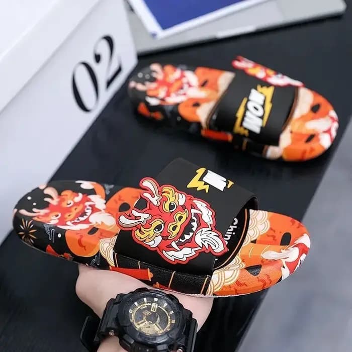 Pantoufles tendance Dragon du zodiaque pour hommes et femmes, pantoufles d'extérieur antidérapantes