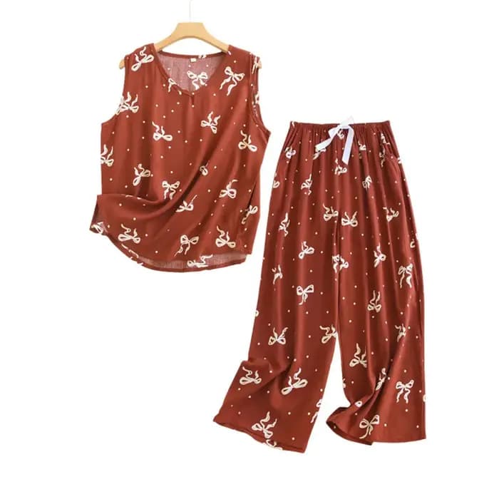 Ensemble pyjama 2 pièces en coton et Viscose pour femmes, haut fin sans manche avec pantalon court, vêtements de maison amples et lisses, été