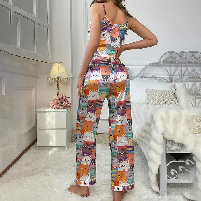Ensemble de pyjama en satin imprimé Jules pour femmes