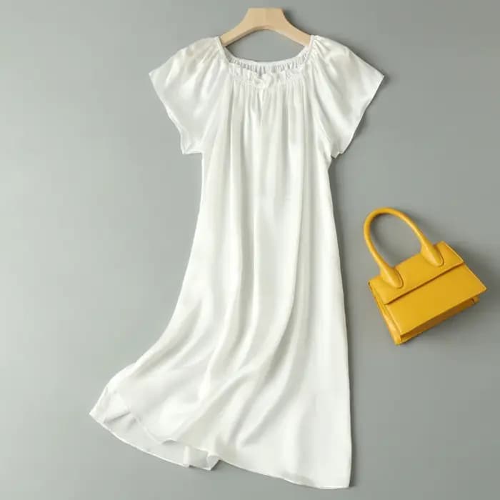Robe de nuit Mulberry pour femmes, chemise de nuit, robes de maison, doux, monochromatique, plus de couleurs, vêtements de nuit, FF035, 100%