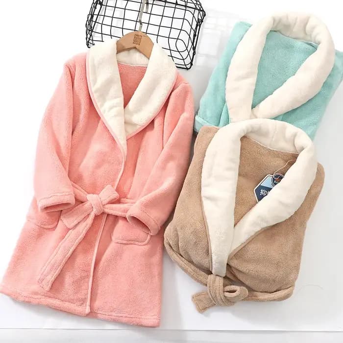 Hiver adolescents filles peignoirs épaissir enfants Robe de chambre doux flanelle chaud dessin animé