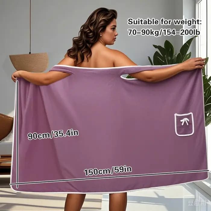 Robe de bain en tissu éponge ajustable pour femmes grandes tailles - Robe de bain douce et mignonne avec nœud, portable, avec poche pour la maison