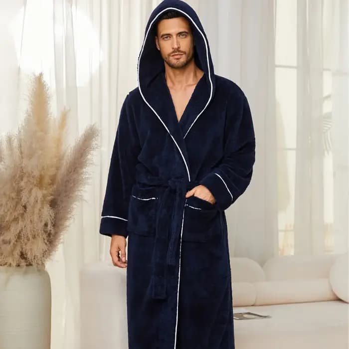 Hommes automne/hiver nouveau Style confortable coton flanelle Robe de luxe ouvert sur le devant Couples