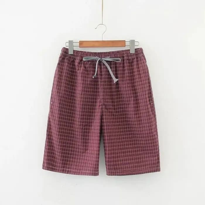 Short de pyjama à rayures 100% coton pour hommes, bas de sommeil d'été, vêtements de nuit de qualité