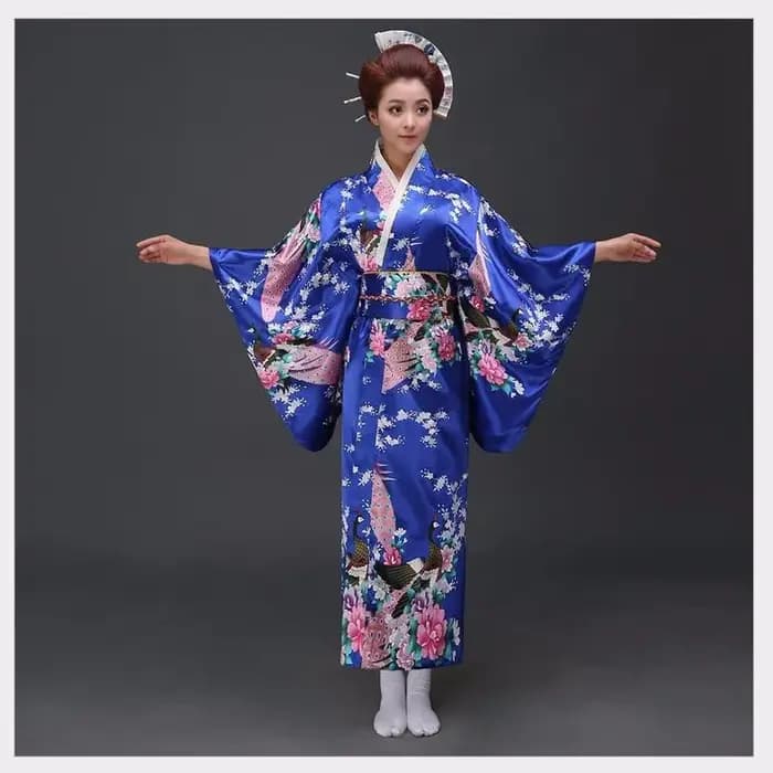 Kimono Sexy Tendance Nationale Bleu Lac pour Femme