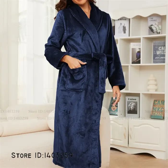 Épaissir chaud femmes longue Robe Homewear confortable doux flanelle Kimono peignoir Robe vêtements de nuit hiver corail polaire vêtements de nuit