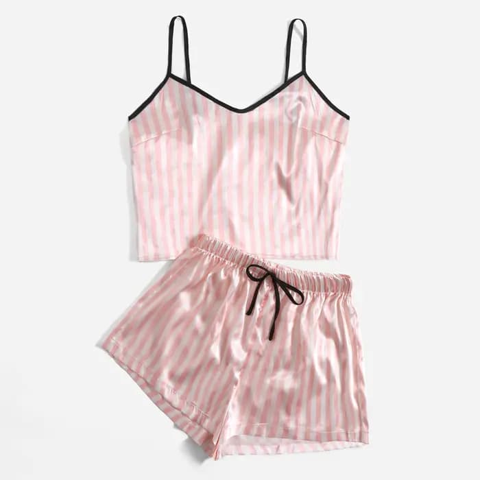 Femmes nouvelle mode Sexy rayure pyjama ensemble