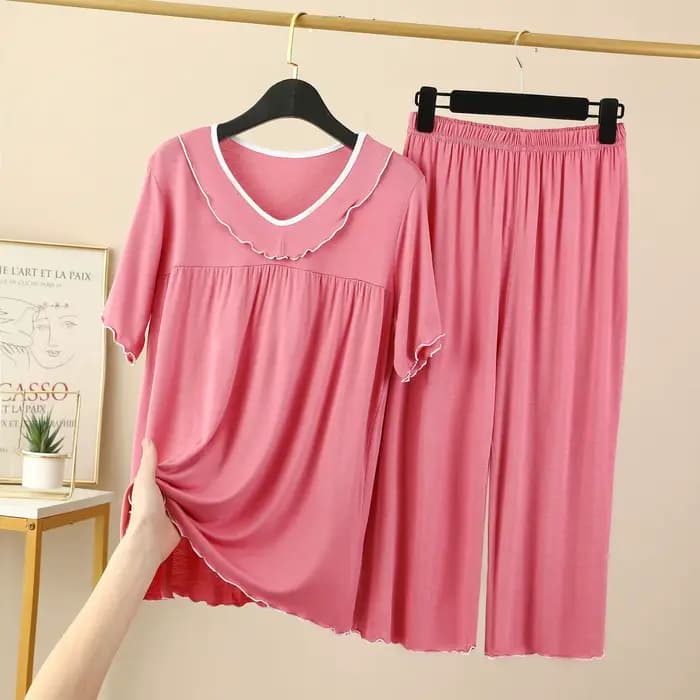 Ensemble de pyjama à col en V pour femme