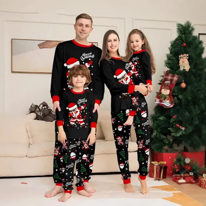 2025 nouveau pyjama de noël assorti pour la famille imprimé père noël ensemble de pyjama pour adultes et enfants vêtements de nuit doux Look de famille de noël Pjs