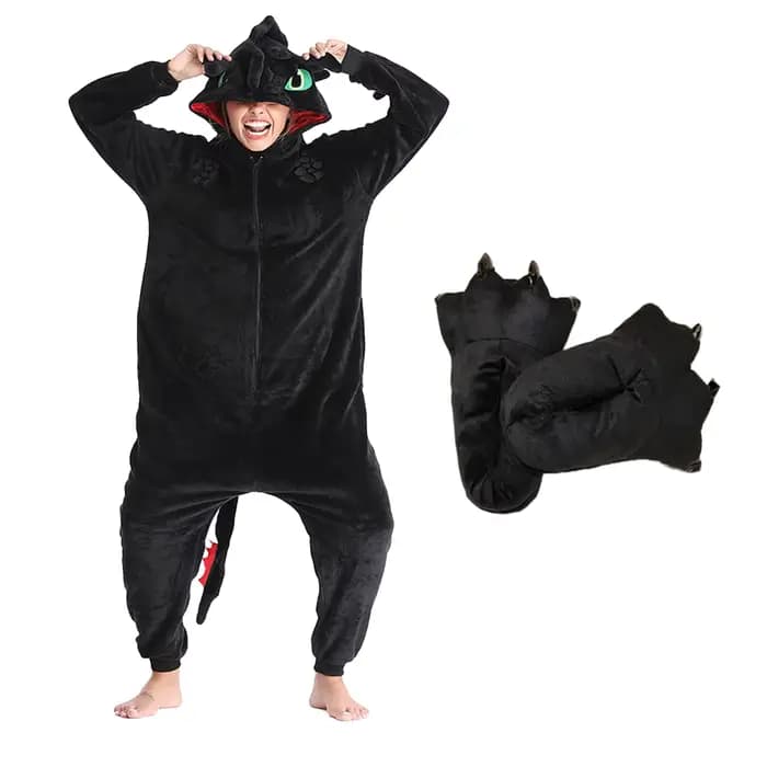 P-jTIME-Pyjama sans Dents avec Chaussures pour Femme Adulte