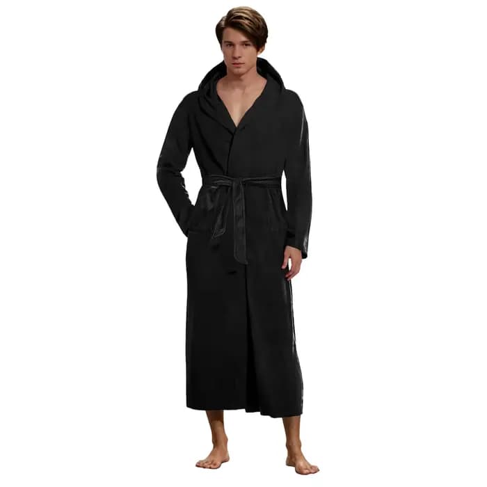 Robe de bain pour hommes automne hiver grande taille peignoir à manches longues à capuche chemise de nuit vêtements de