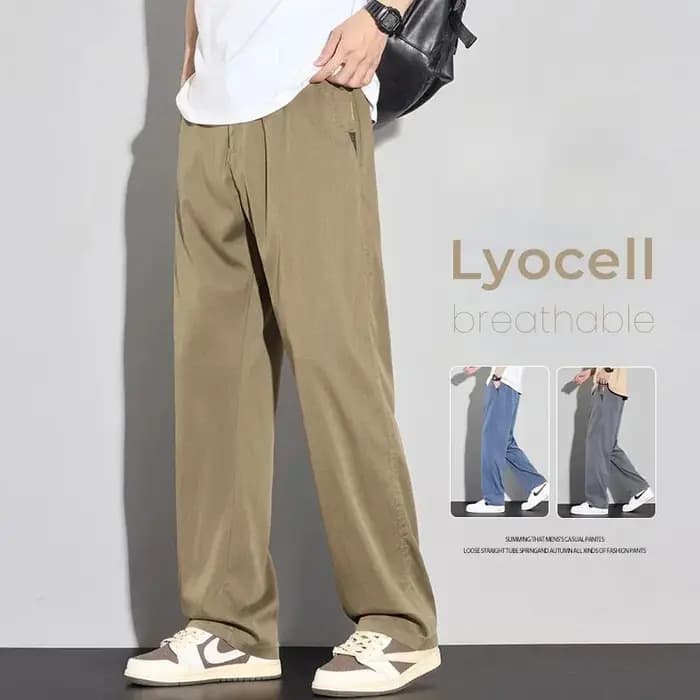 Pantalon décontracté pour homme en lyocell doux, fin, été 2026, confortable, tendance, couleur unie, simple, vêtements de marque