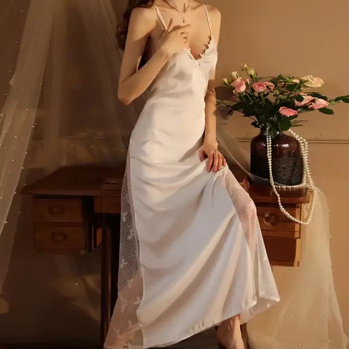 Kimono dos nu en satin pour femme