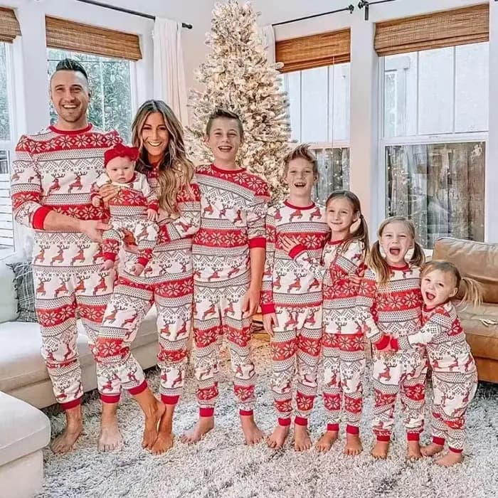 Noël famille pyjamas ensemble adulte enfant vêtements de nuit 2 pièces