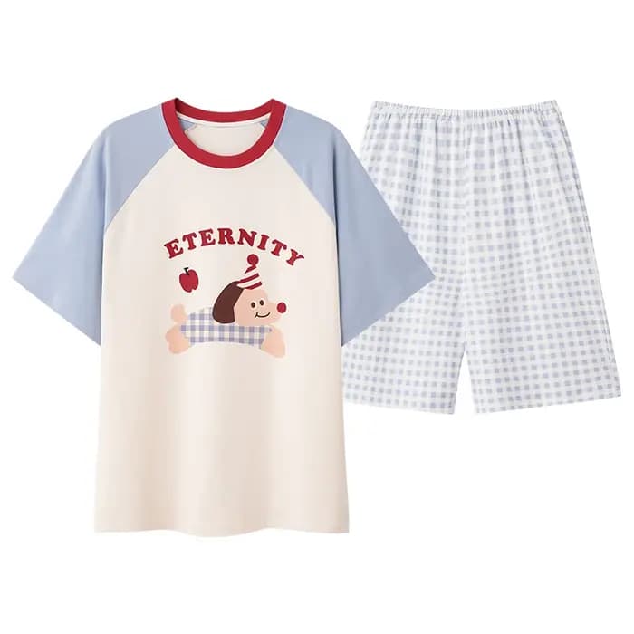Kawaii jeunesse hommes pyjamas mignon chiot impression vêtements de nuit