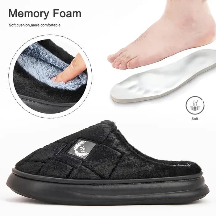 Pantoufles d'hiver en daim de couleur unie pour hommes
