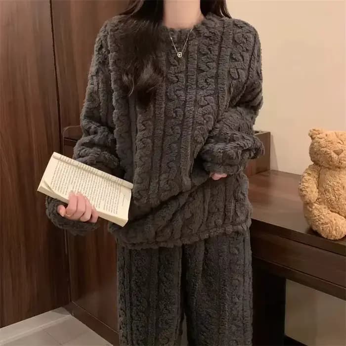 Pyjama chaud Jacquard en velours corail