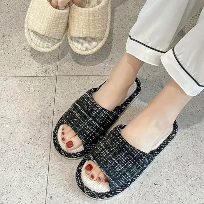 Chaussons d'intérieur légers en lin pour invités