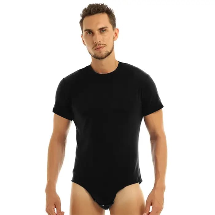 Pyjama une pièce pour hommes – Combinaison à manches courtes et col rond avec fermeture à pression