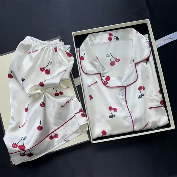 Ensemble pyjama imprimé cerise pour femmes