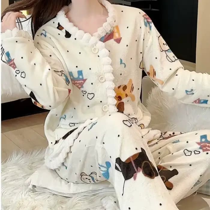 Pyjama en molleton de corail pour femme