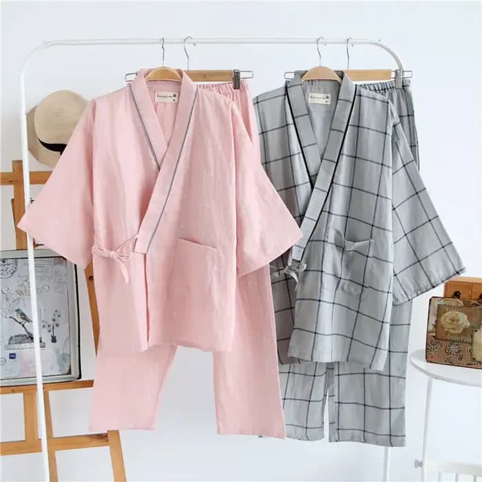 Ensemble pyjama d'été en gaze 100% coton pour hommes et femmes