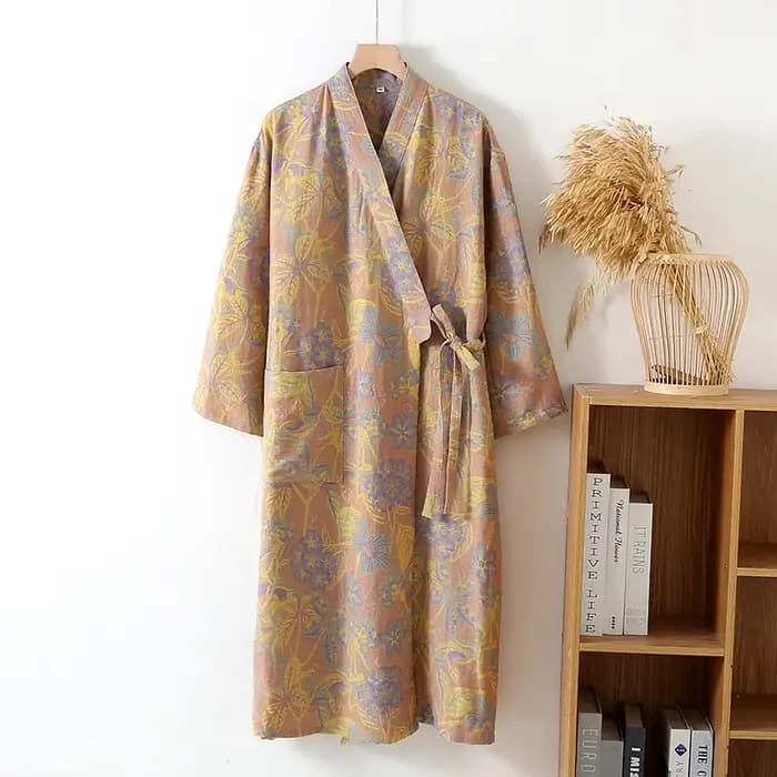 Peignoir en coton de style national jacquard pour femmes
