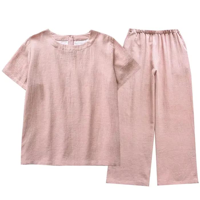 2025 Couple Tencel chanvre coton pyjamas hommes et femmes décontracté Simple et confortable à manches courtes pantalon ensemble de vêtements de détente