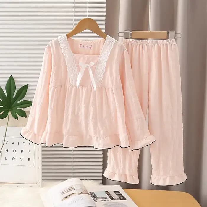 Nouveau doux princesse filles pyjama ensembles à manches longues vêtements de nuit enfants décontracté