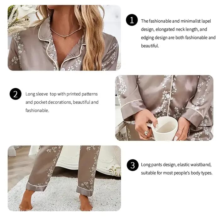 Femmes Satin Pyjama décontracté vêtements de nuit maison