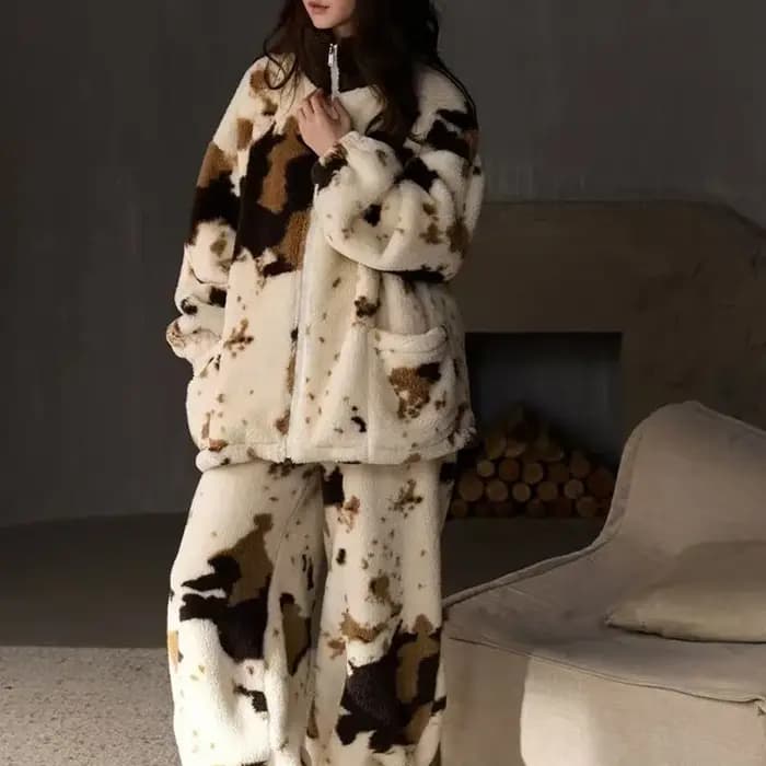 2025 nouveau pyjama polaire pour femmes 2 pièces ensemble corail velours rembourré épaissi automne et hiver Homewear vêtements doux Pijamas Mujer